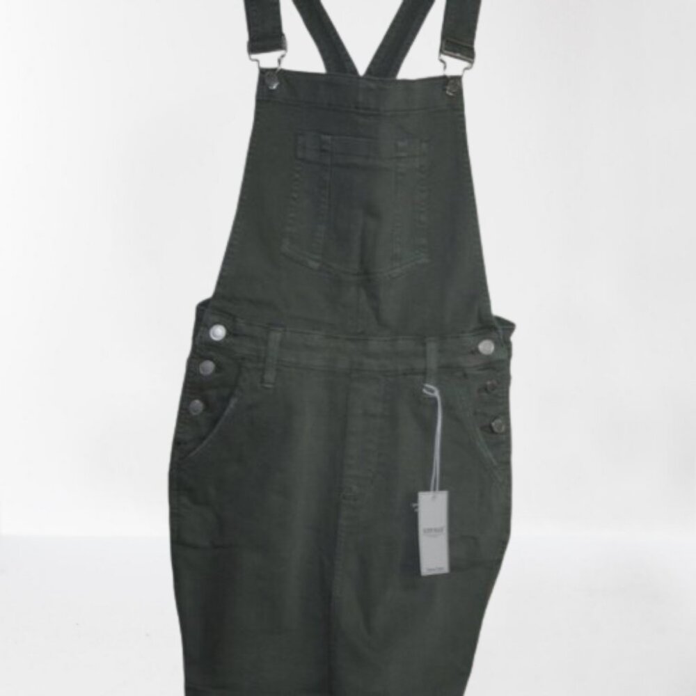 Judy Blue Weekend Ready Army Green Distressed Overall Skirt with Silver …